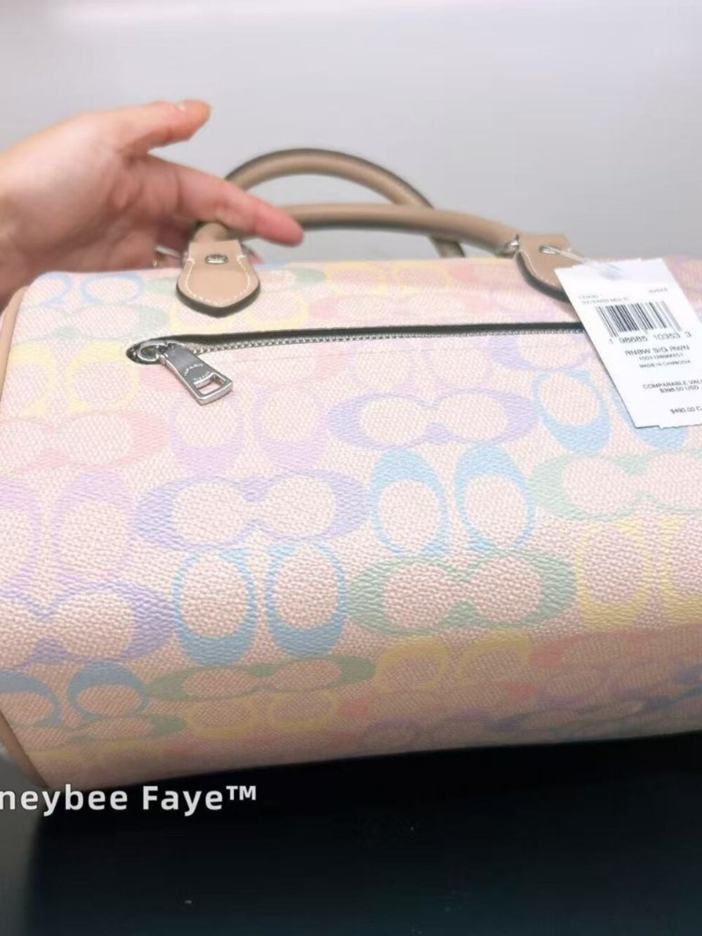 🌈Coach Rowan Satchel Bag In Rainbow Signature Canvas CDA90 Sand Multi - Picture 5 of 7